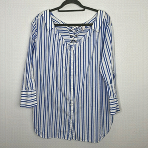 Zara oversized stripes lace back blouse